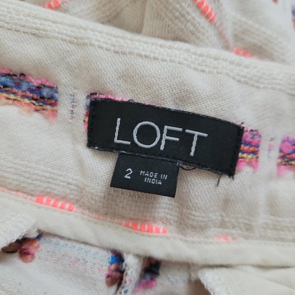 Loft Womens Riviera Textured Stripe Shorts 2 Summer Bohemian